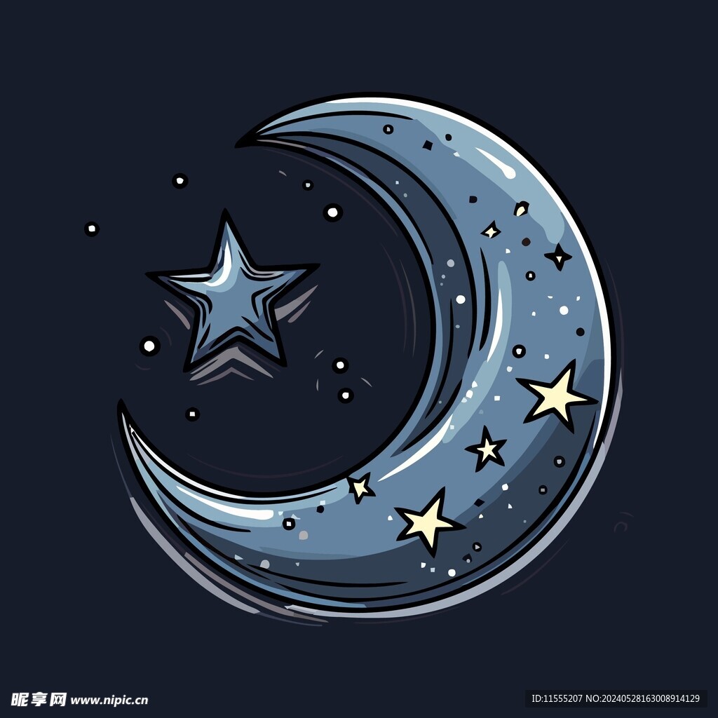 可爱月亮卡通绘画儿童插画