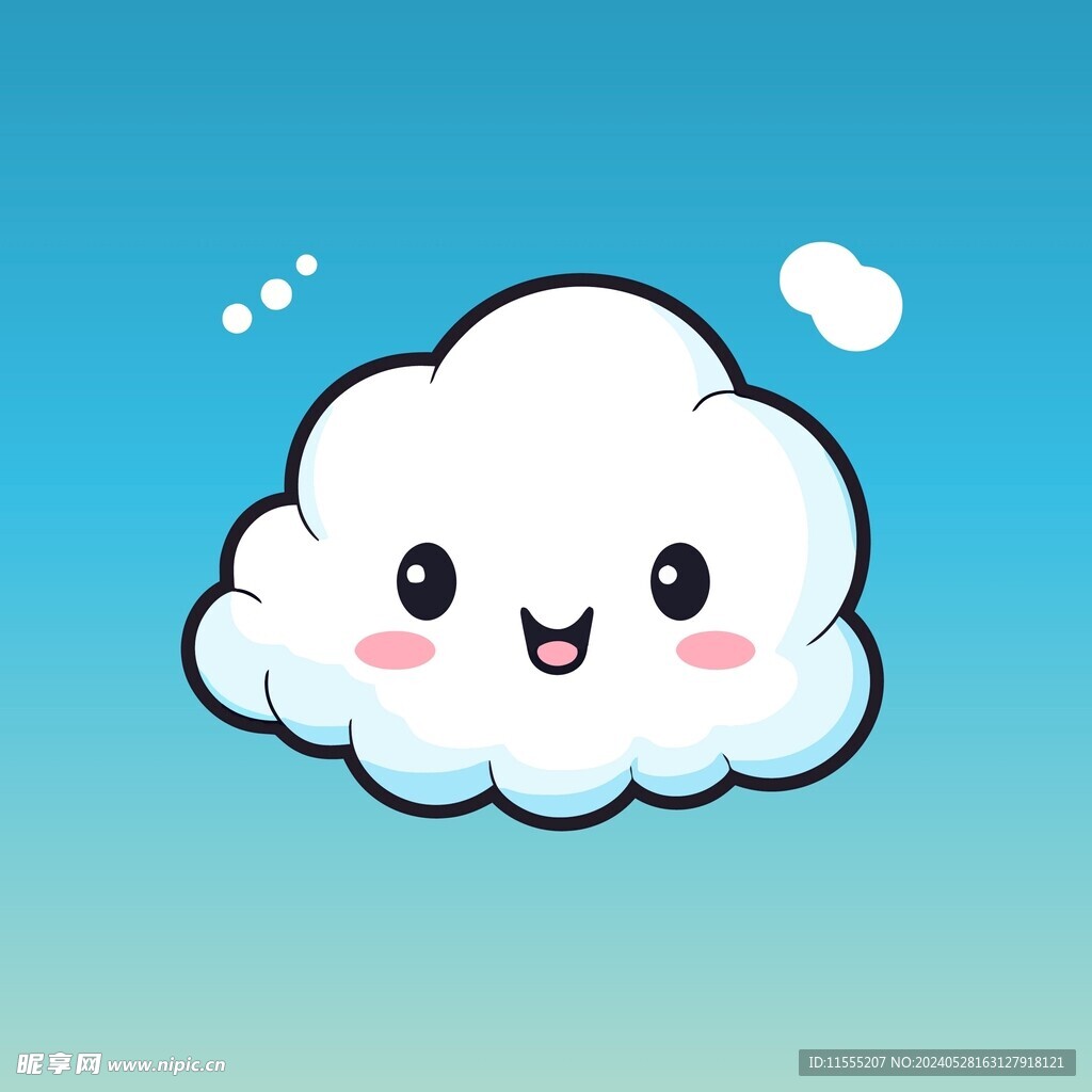 可爱白云卡通绘画儿童插画