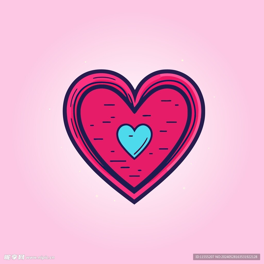 可爱红心爱情卡通绘画儿童插画