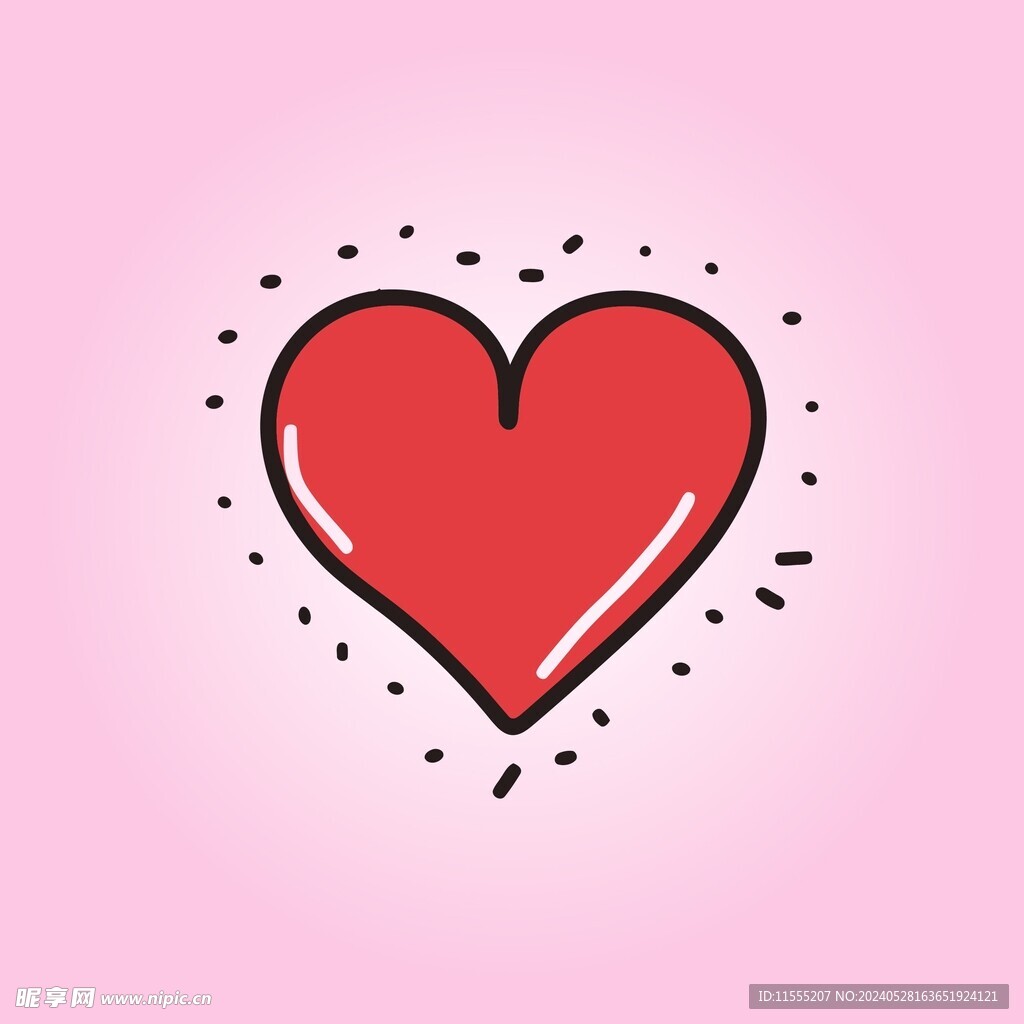 可爱红心爱情卡通绘画儿童插画