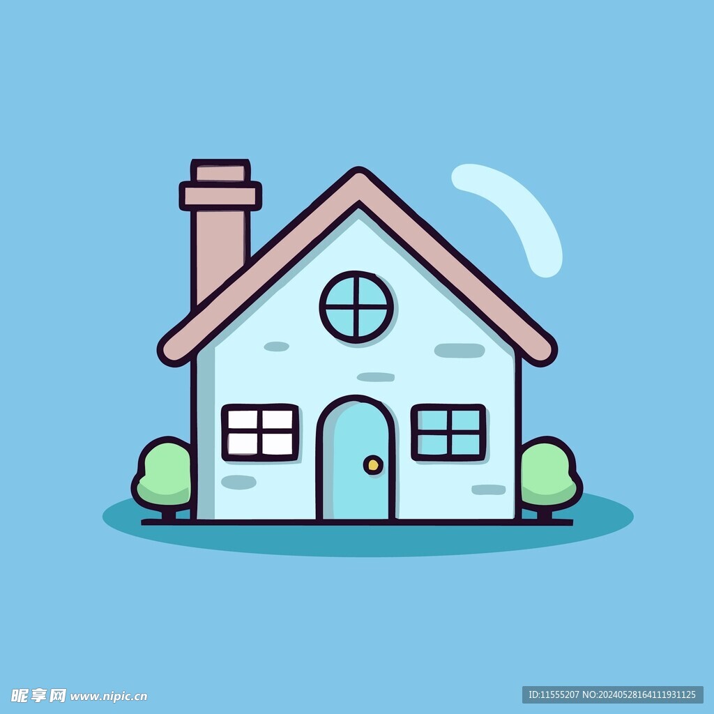 卡通阳光小房子矢量简笔画