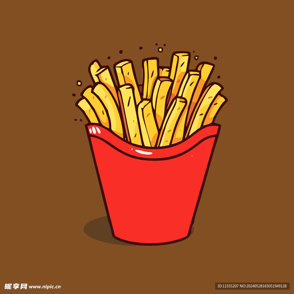 西式快餐美味薯条矢量简笔画