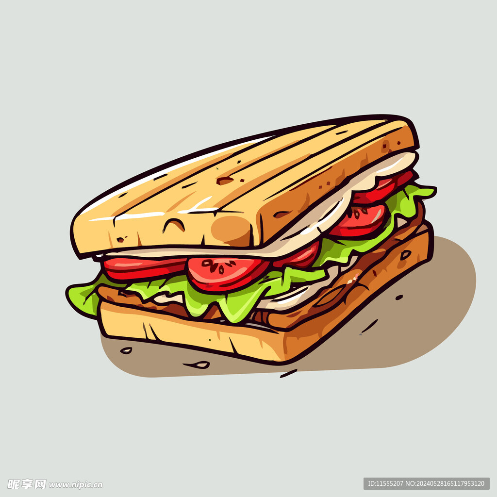 西式快餐美味汉堡矢量简笔画