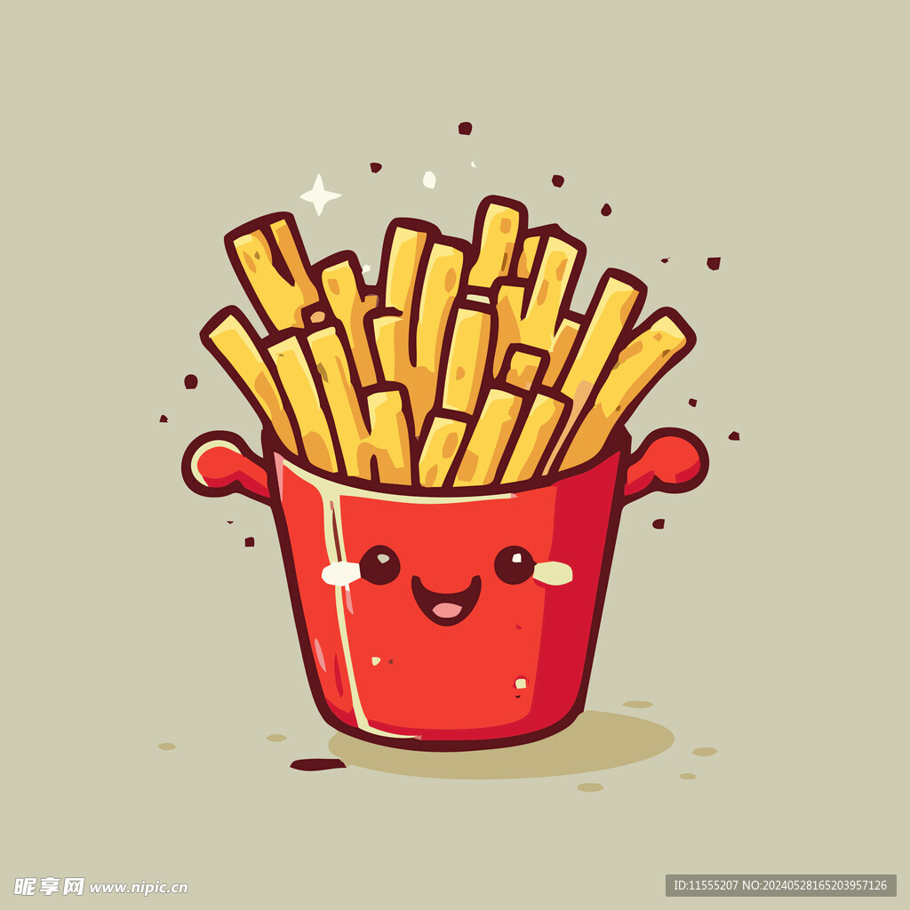 西式美味炸薯条矢量卡通简笔画