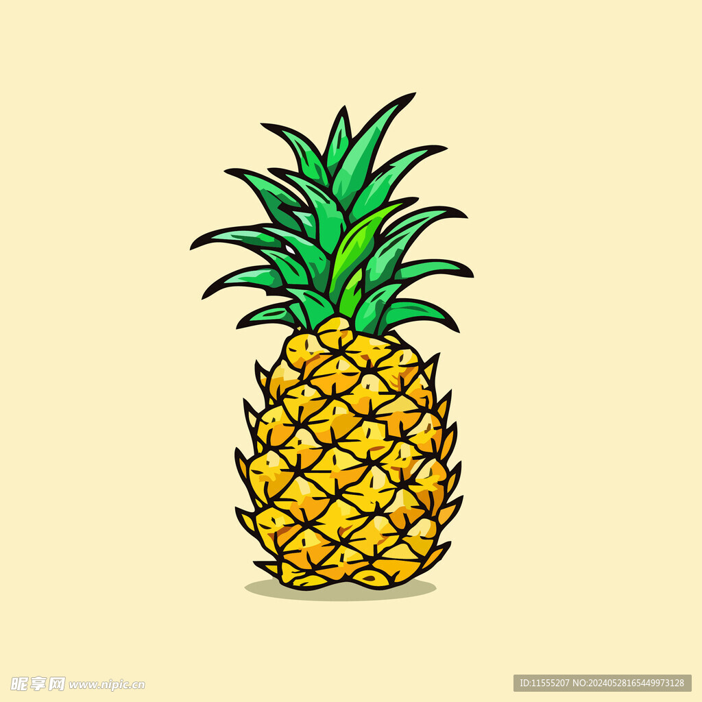 菠萝水果手绘矢量插画