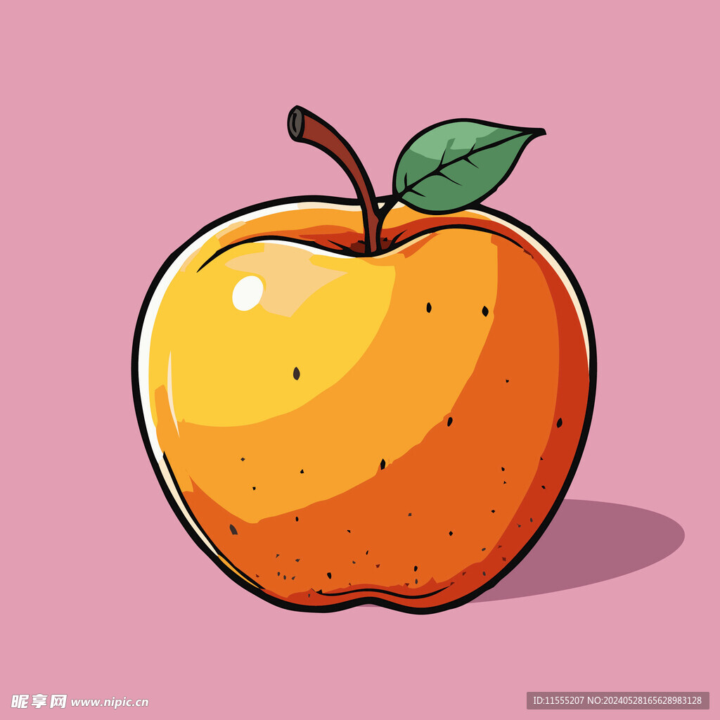 手绘苹果卡通水果矢量插画