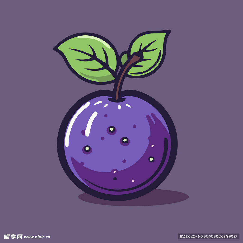 手绘李子水果矢量插图卡通美食