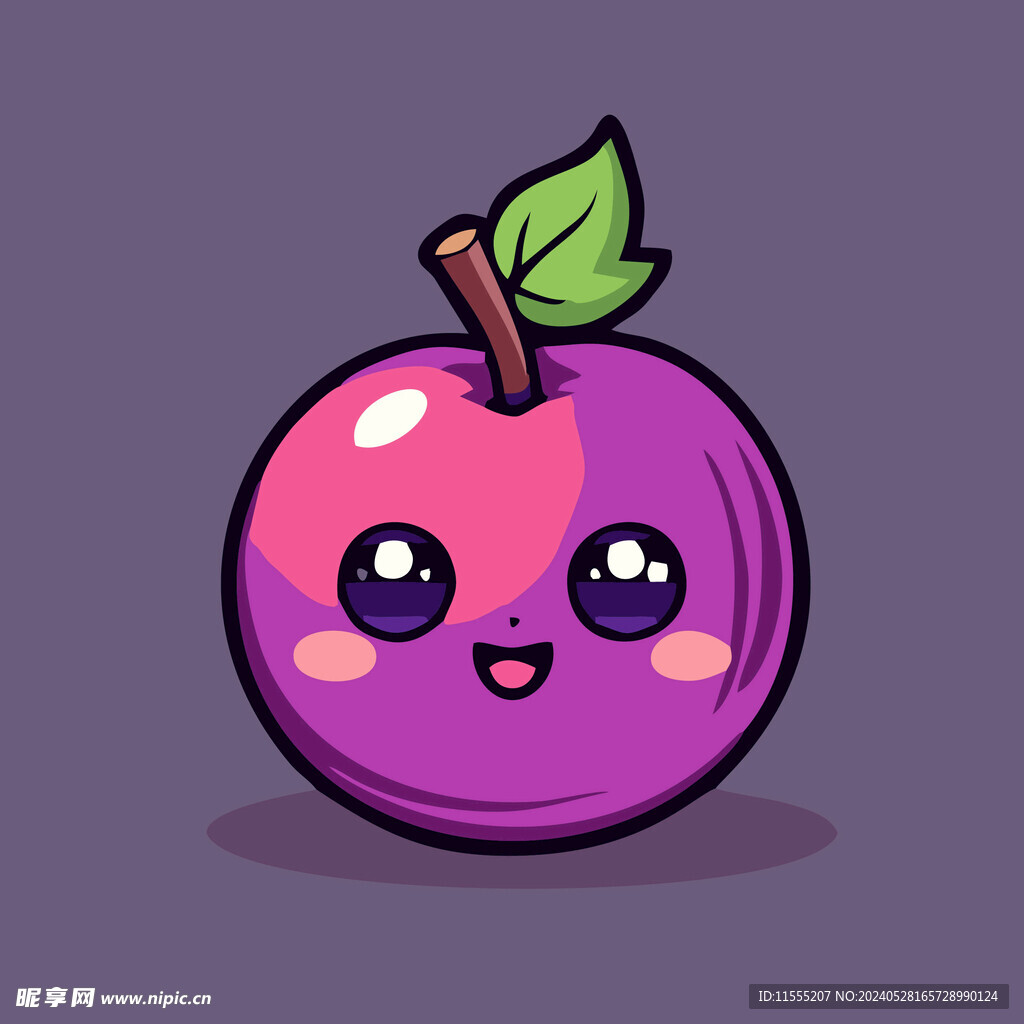 手绘李子水果矢量插图卡通美食