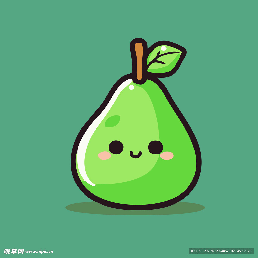 手绘黄梨卡通水果矢量插图