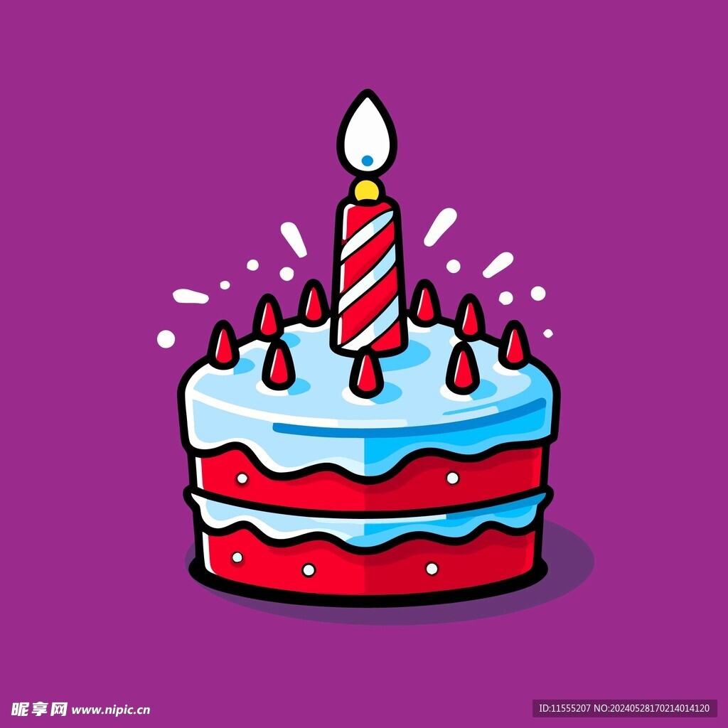 美味水果奶油蛋糕卡通矢量插画