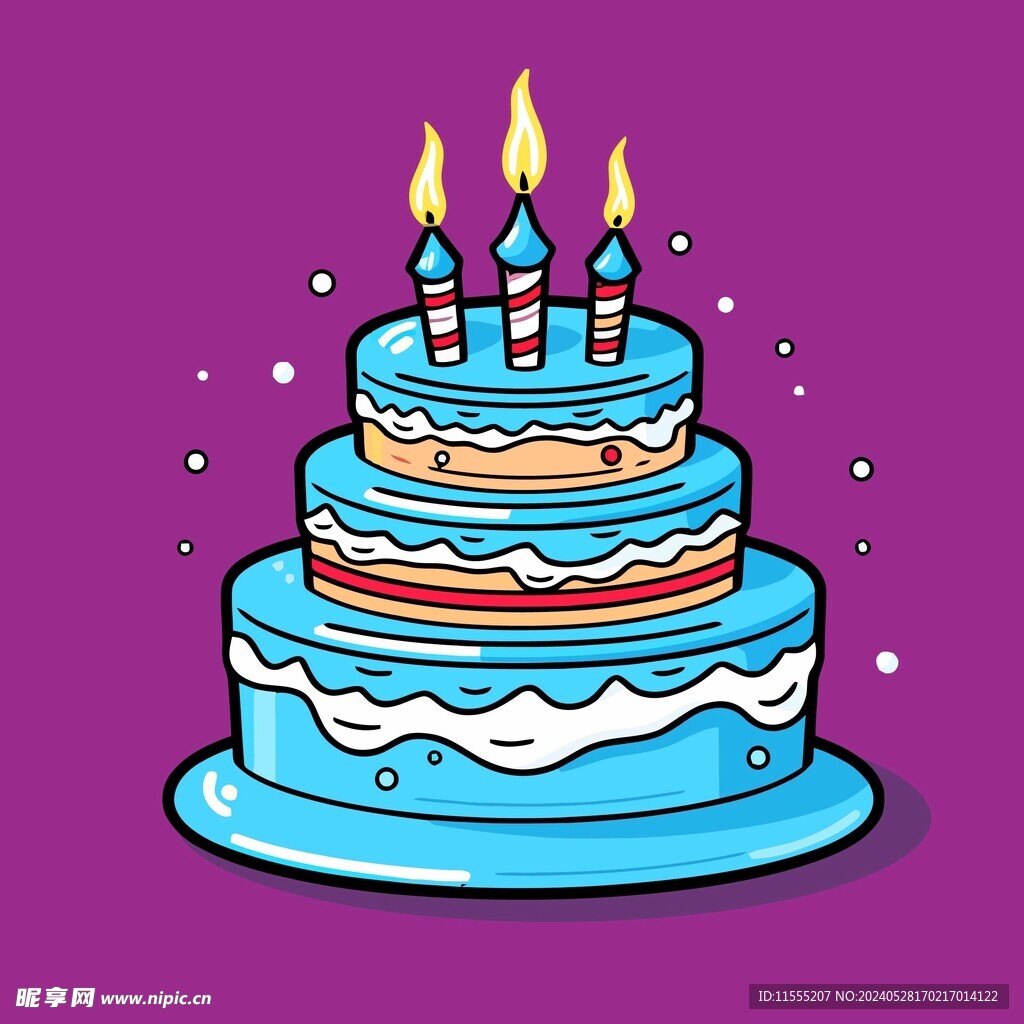 美味水果奶油蛋糕卡通矢量插画