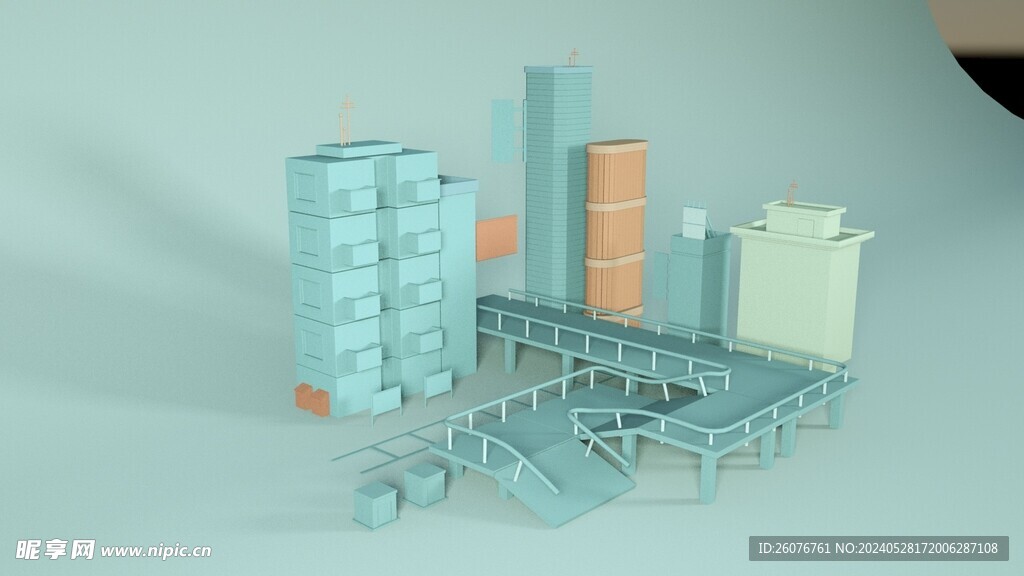 C4D楼房生长  可动画已帧