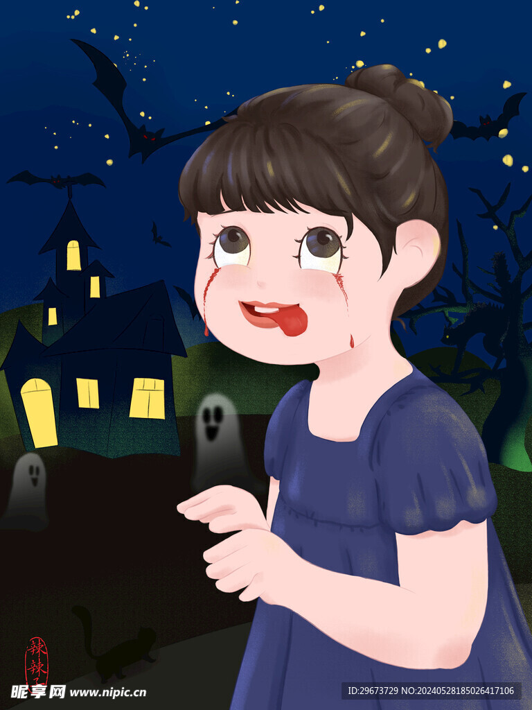 万圣节 小僵尸 手绘