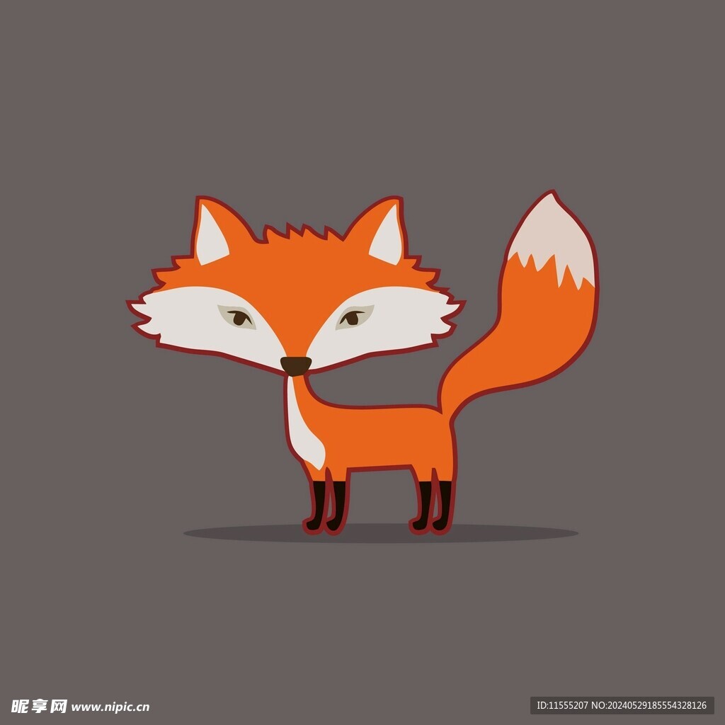 可爱狐狸动物卡通矢量简笔画