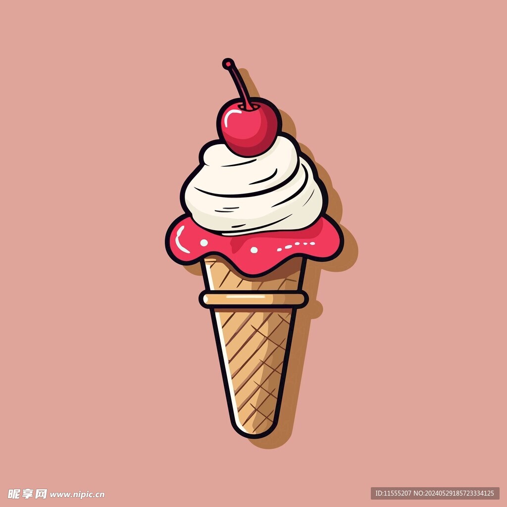 美味多彩果味冰激凌矢量插画