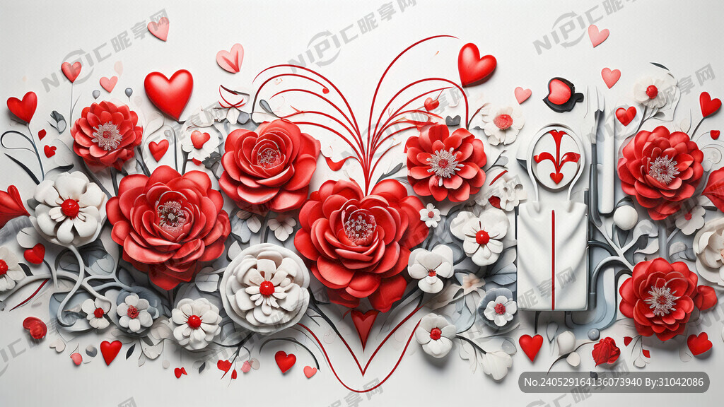 用爱心和花朵创作医疗创意画面