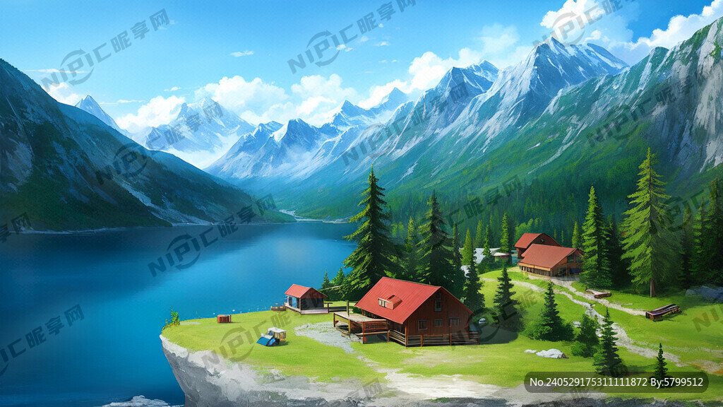 大海 山 露营 帐篷 木屋