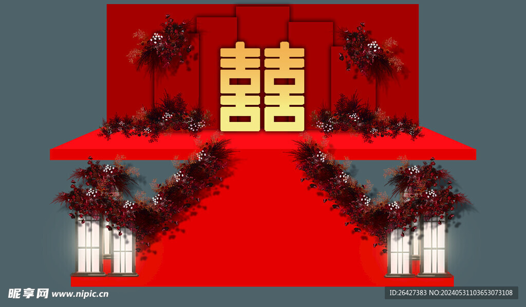 红色婚礼场景效果