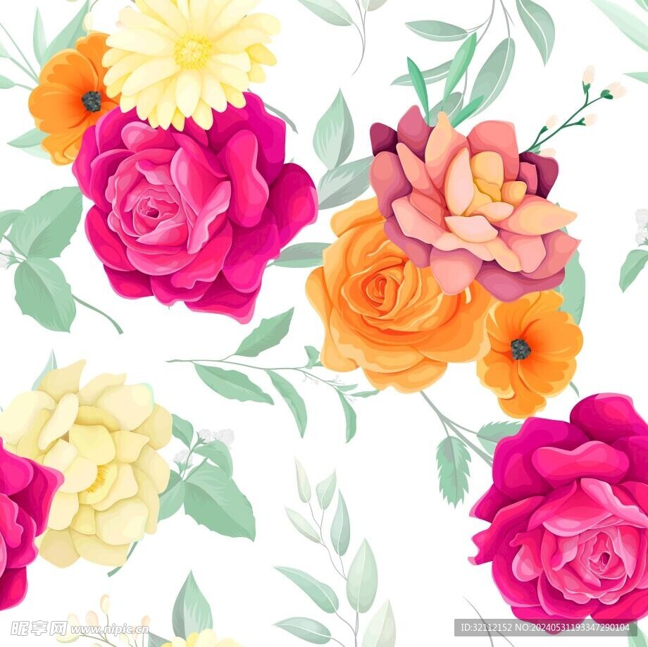 矢量手绘风花卉