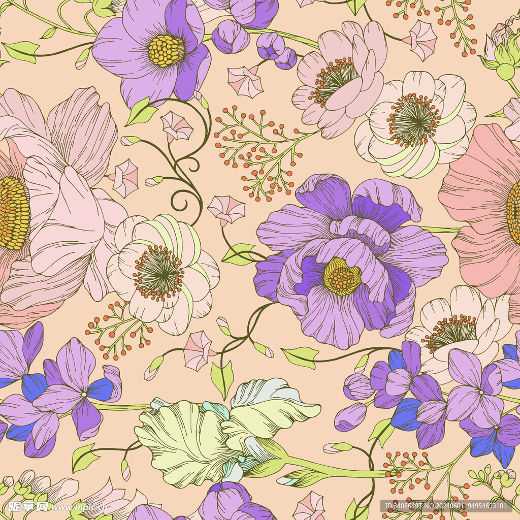 大牌线条花 乱花