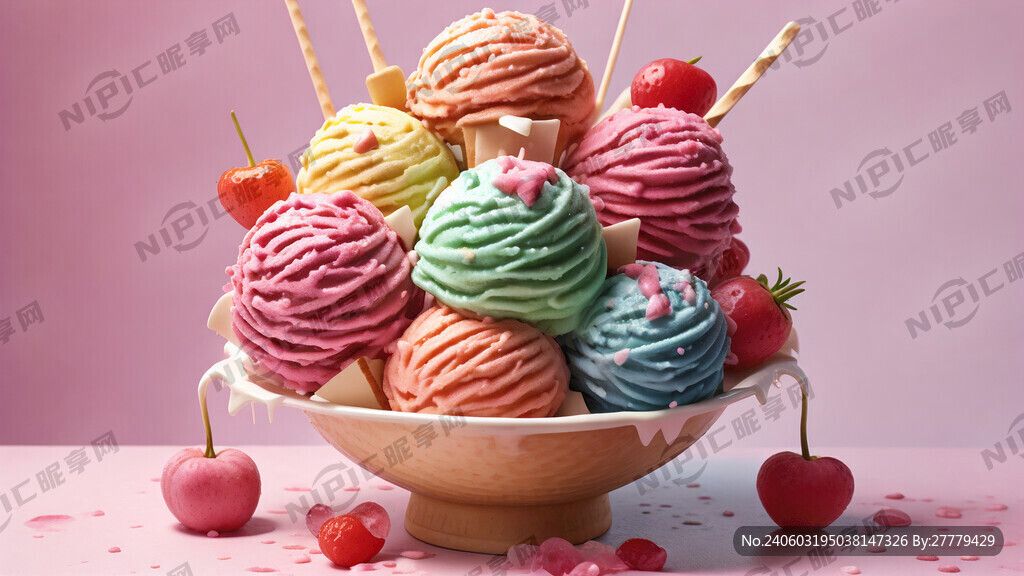 冰淇淋球 夏日 粉色 甜美