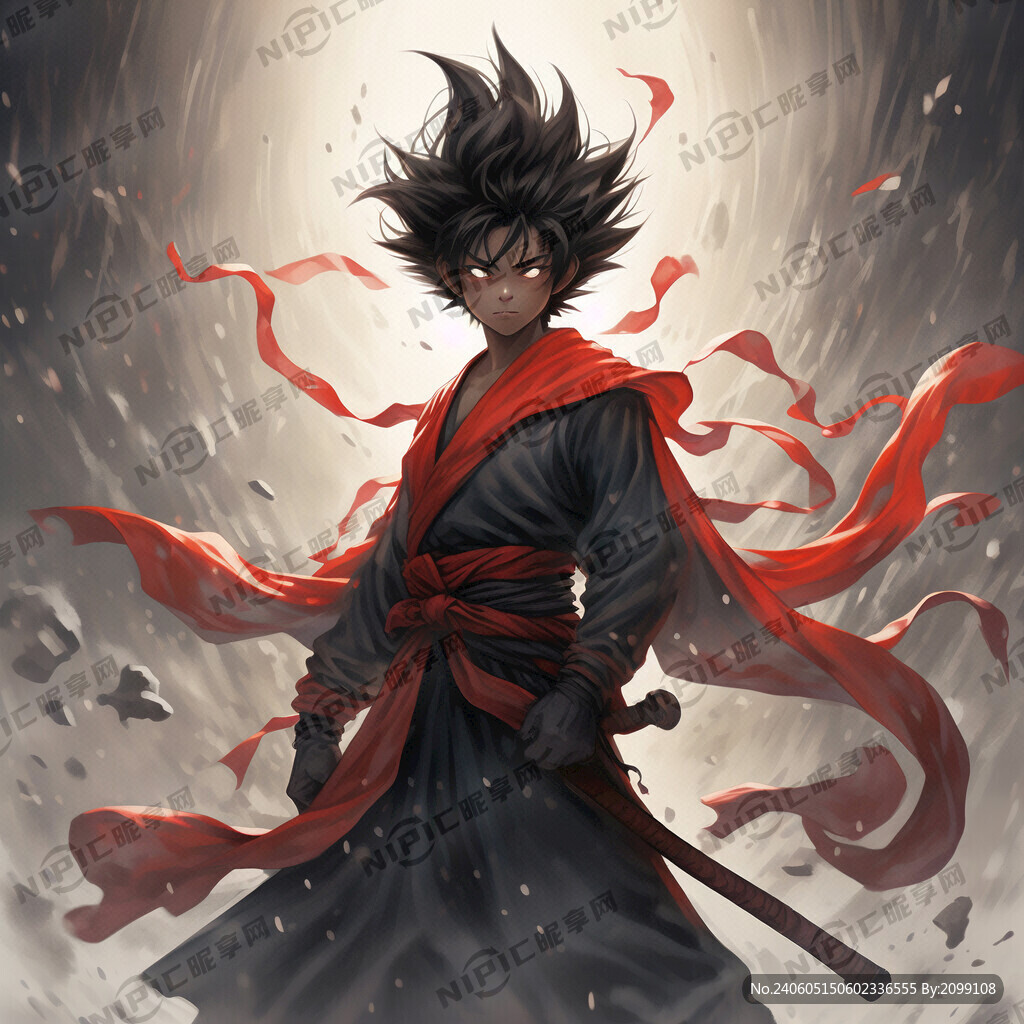 悟空双手扛棍的背影 带飘丝带