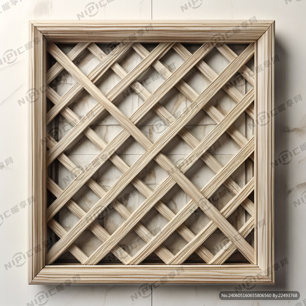 日式方形白色木框格栅