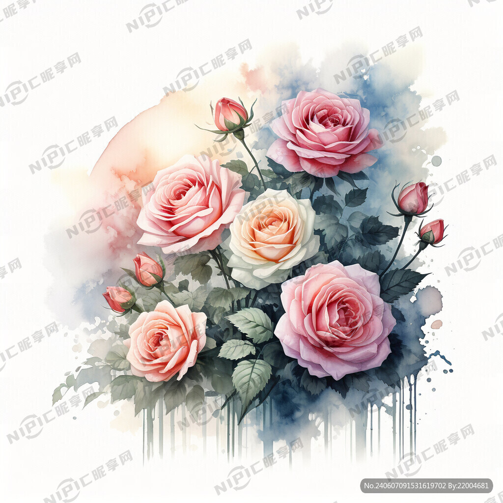 水彩画 油画笔触 清新 花园