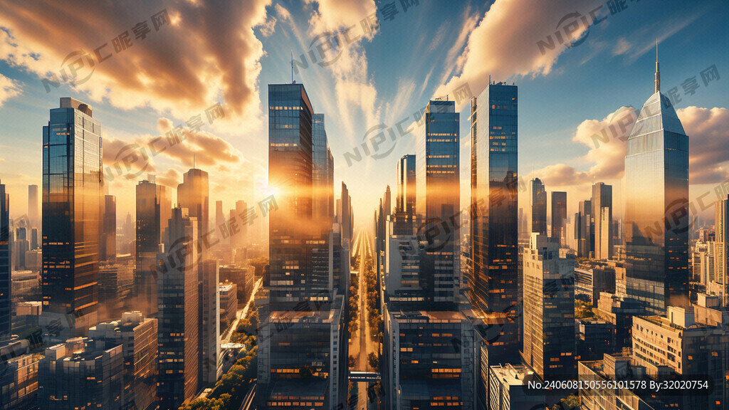 阳光明媚的大厦风景照