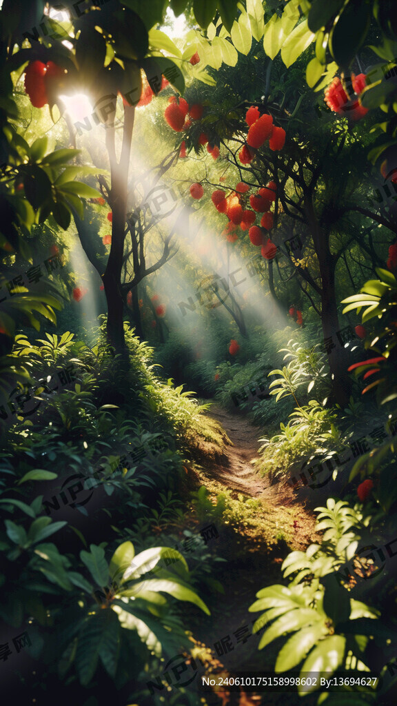 杨梅树林 中间有光影