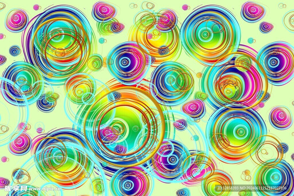 彩色圆圈平铺叠加抽象纹理