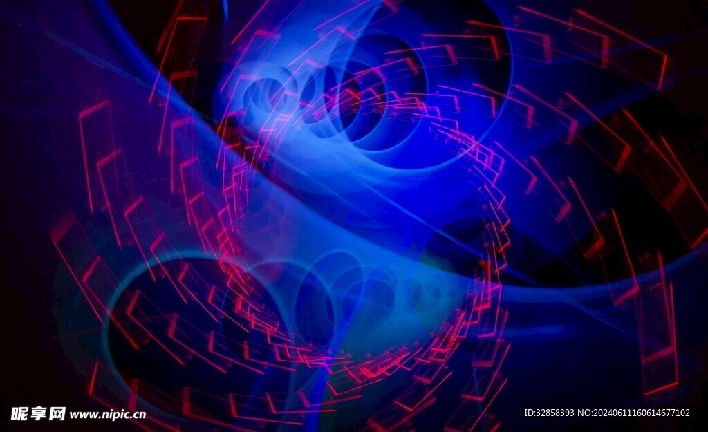 蓝色发光抽象造型