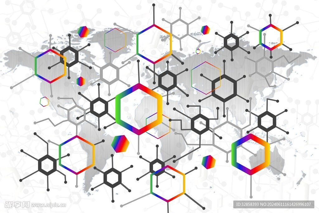 六边形几何抽象造型