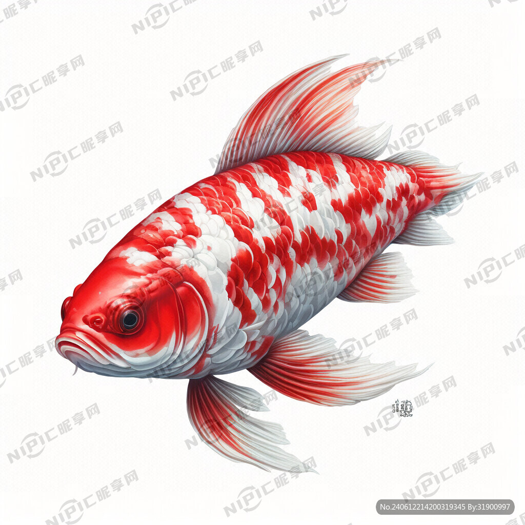 一条红白色双色的鲤鱼