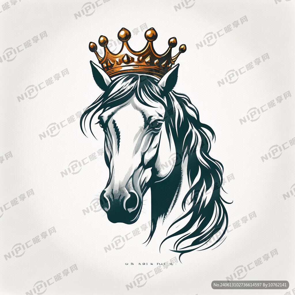 头戴皇冠的马头简笔画