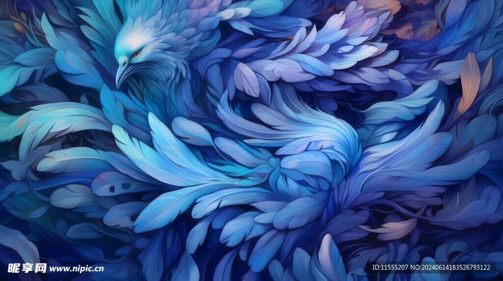 创意多彩凤凰抽象油彩绘画背景