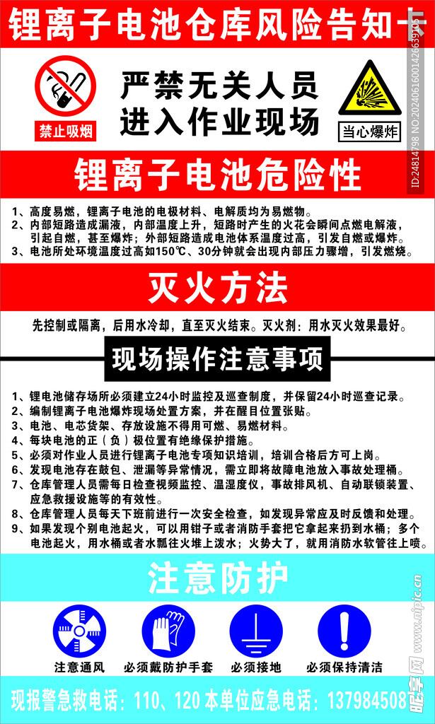 锂电池仓库风险告知卡