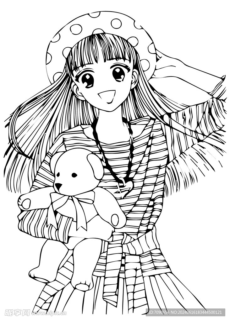 黑白手绘卡通人物