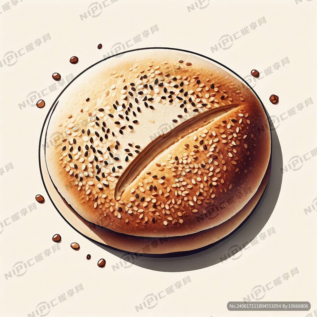 椭圆烧饼 冒着热气 有芝麻