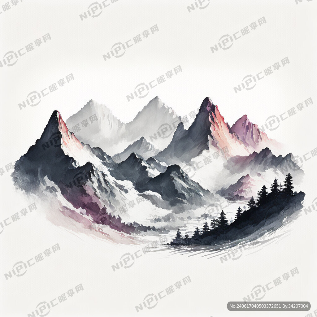 山川 线条画 纯色线条