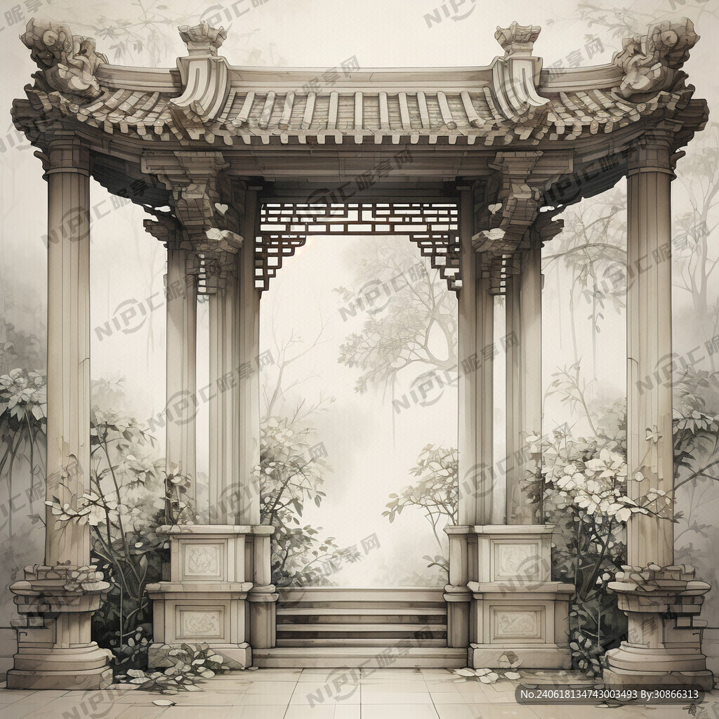 复古龙门架 四根柱子 大气