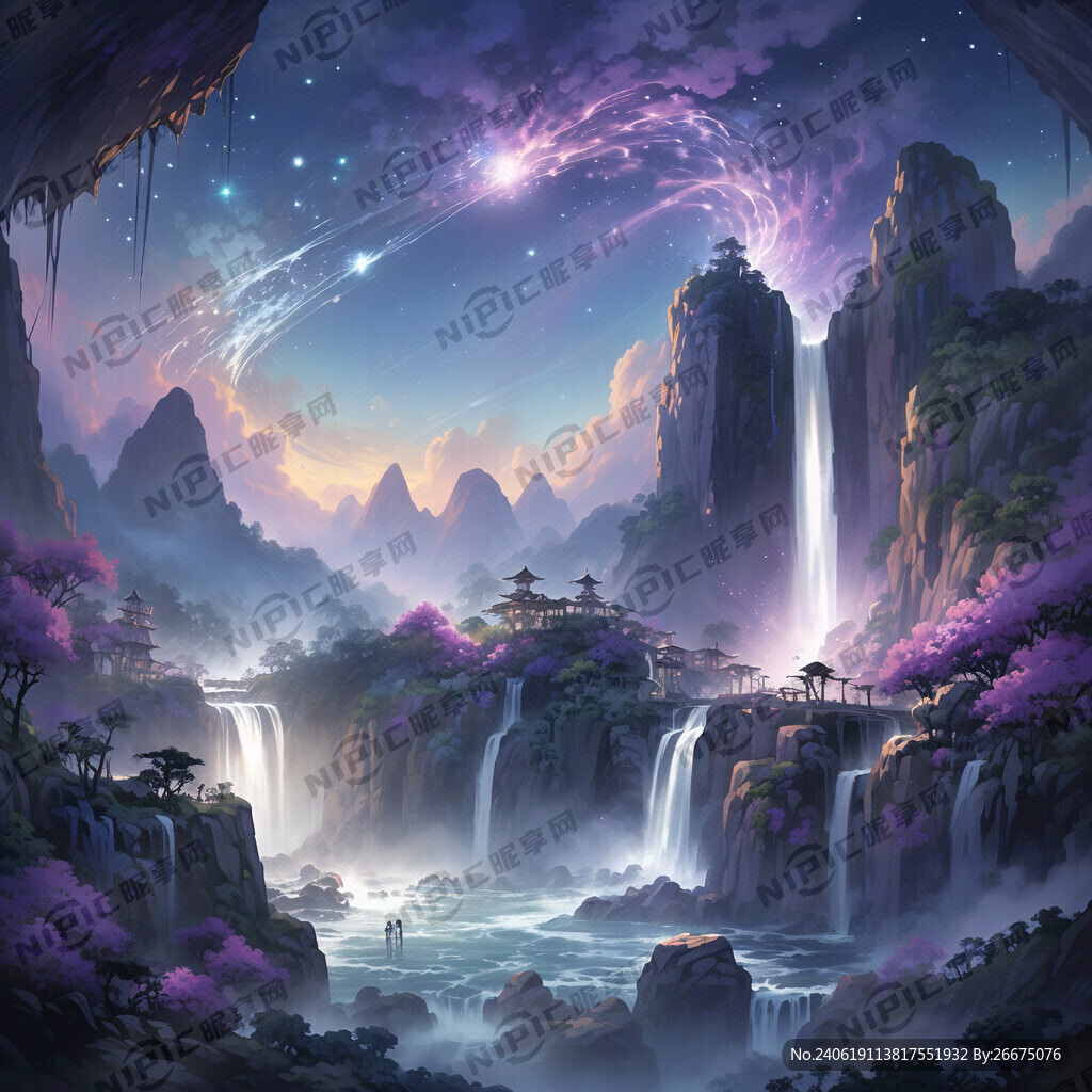 日照香庐生紫烟 遥看瀑布挂前川