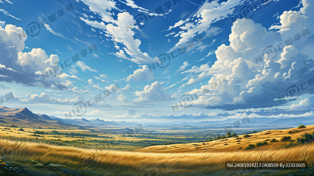 蓝天 白云 草原 远山