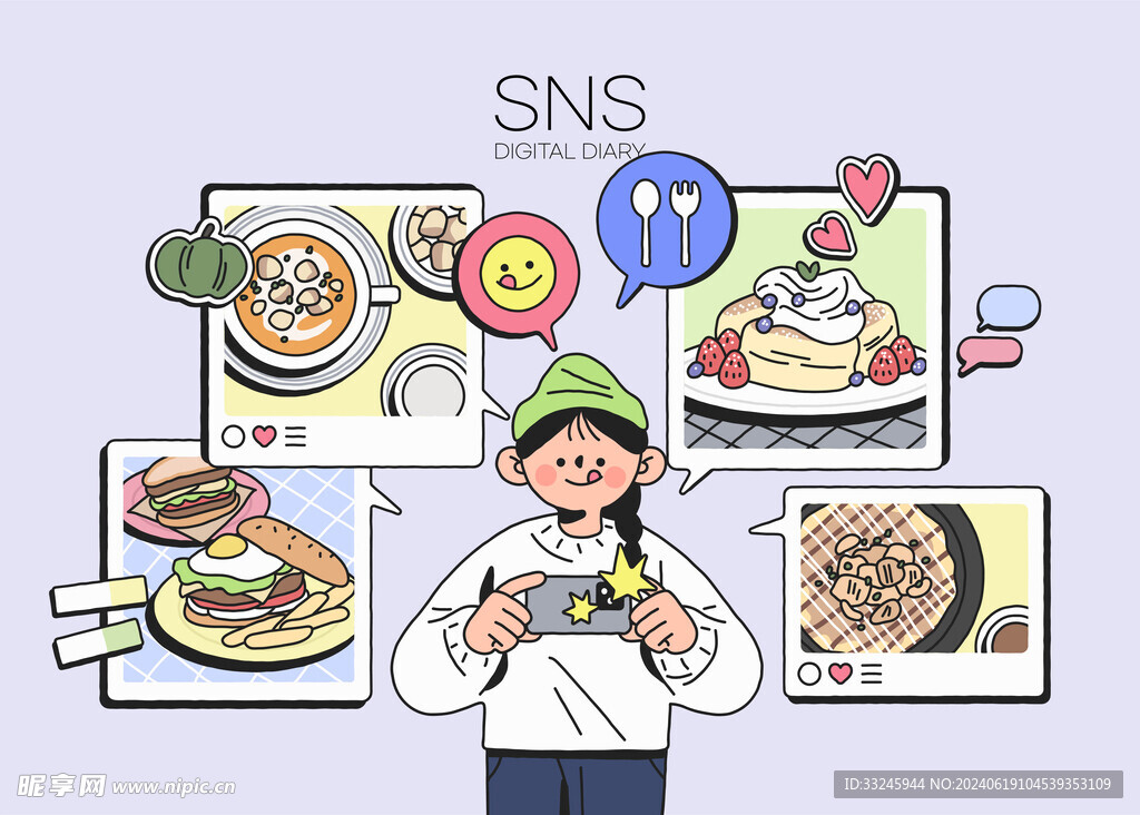 矢量人物插画 点餐