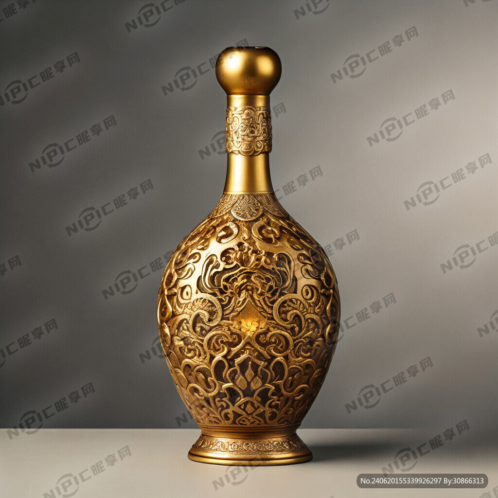 白酒龍瓶 陶瓷瓶 金色 矮