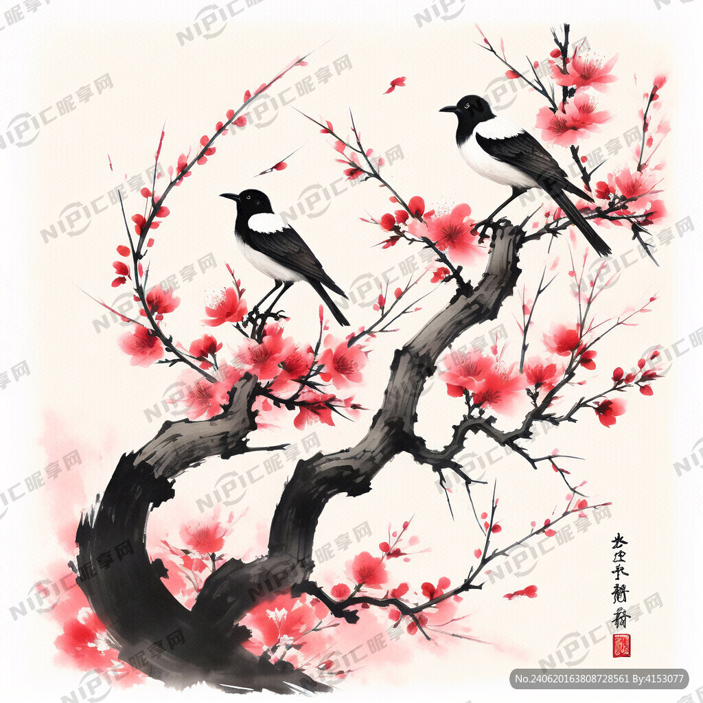 梅花树丛 红色梅花 粉色梅花