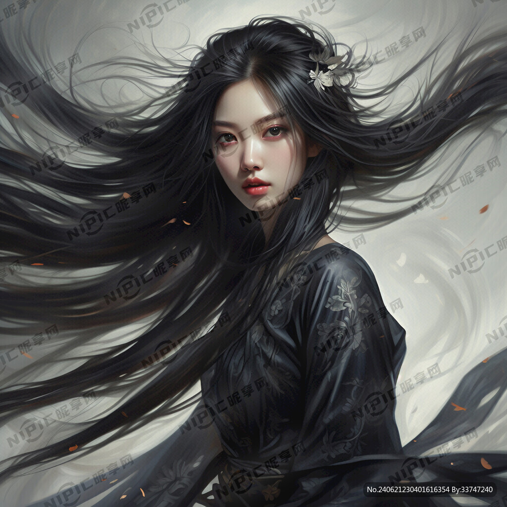 飘逸的长头发黑色