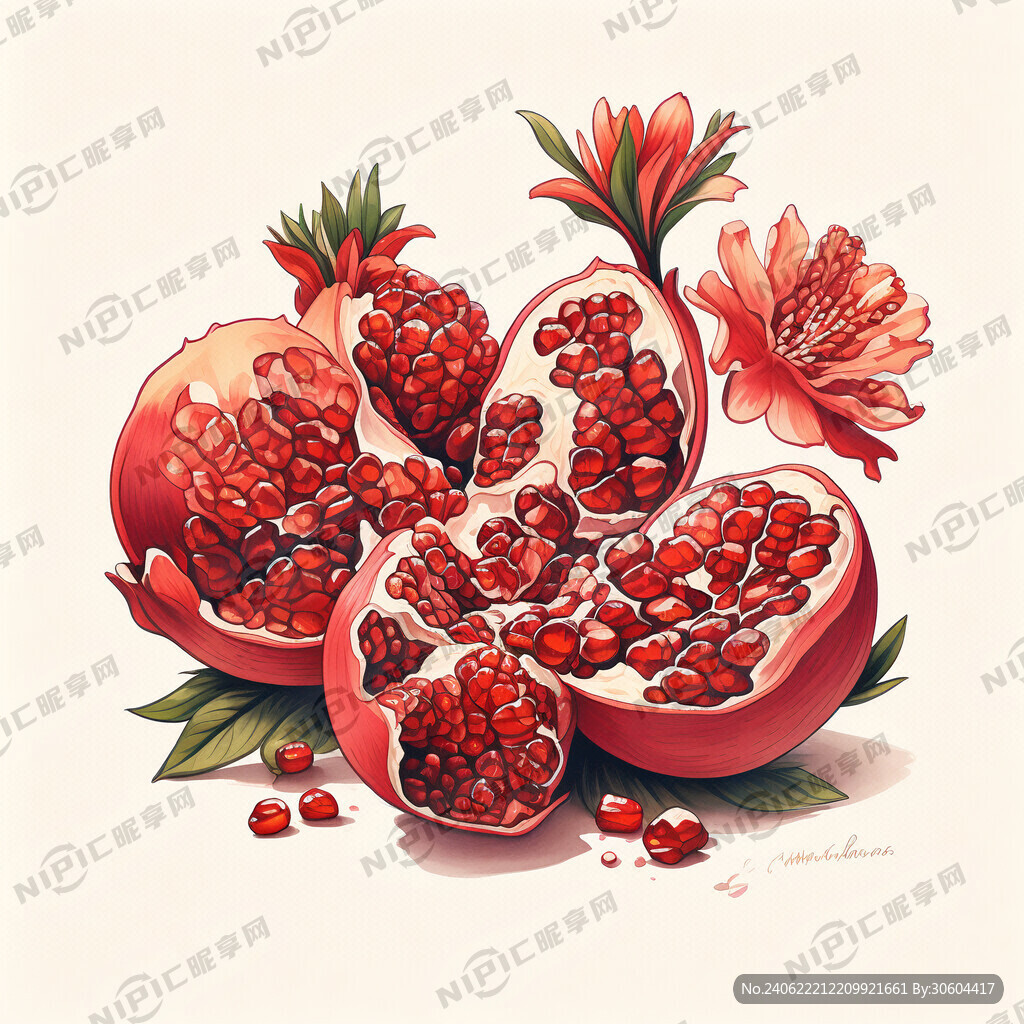 石榴花插画
