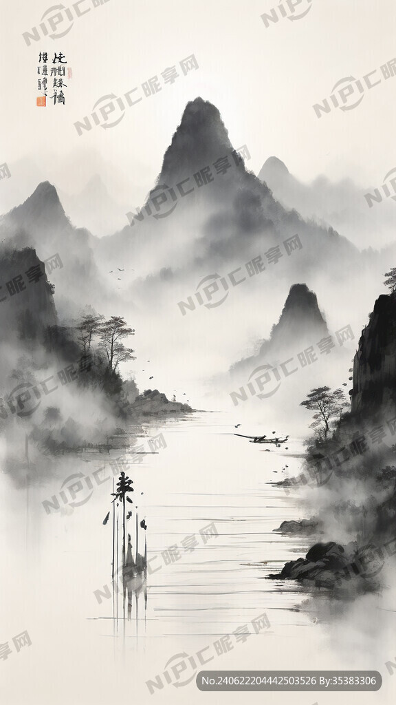 书签设计 有山有水