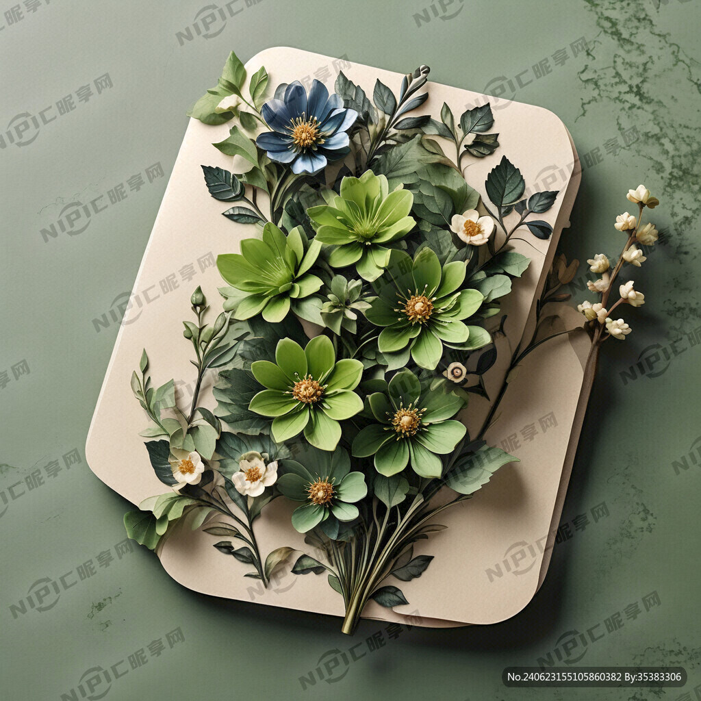 书签设计 有没花 有绿色